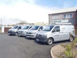Fleet of vans with Enviro branding